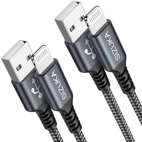 SIZUKA iPhone Charger Cable 1M/3.3FT 2Pack Lightning Cable iPhone Fast iPhone Charger Nylon Braided Lead Charging Cable for iPhone 14 13 12 11 Pro Max XR XS X 8 7 6s 6 Plus 5s iPad and More