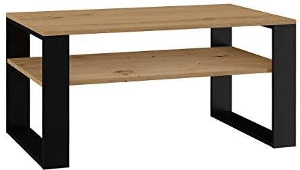 CDF Couchtisch Modern 1P | Farbe: Eiche Artisan-Schwarz | Moderne Bank für EIN Wohnzimmer, Zimmer, Büro | Form: Quadrat Rechteck | Regal für Kleinigkeiten, Zeitungen, Magazine oder Bücher