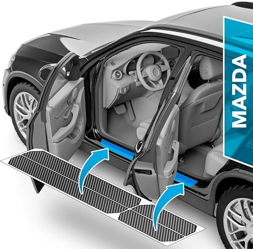 uProtect Car Door Sill Protectors for Mazda 3 Hatchback 4 (IV) BP I 2019-2025 - Paint Protection Film for Car Kick Plates Panel Covers Carbon