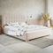 MOTIVENA Deli Polsterbett 200x200 Mit Bettkasten, Lattenrost Und Stauraum, Kopfteil, Ohne Matratze, Samt, Beige (Creme)