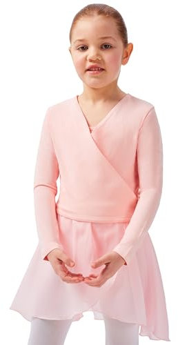 tanzmuster Ballett Wickeljacke Mädchen - Mandy - extra weicher Baumwollstoff - Ballettjacke zum Binden für Kinder - Ballett-rosa 164/170