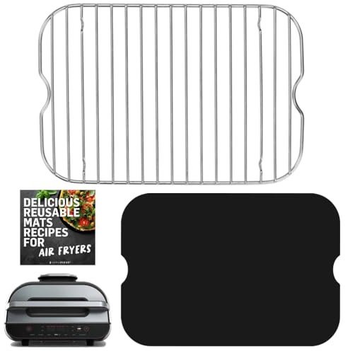 INFRAOVENS Air Fryer Rack Accessories for Ninja Foodi Smart XL 6-in-1 FG551 and Reusable Liner Accessory Indoor Grill Airfryer Cooking, Baking Dehydrating, Stainless Steel, Paper Replacement
