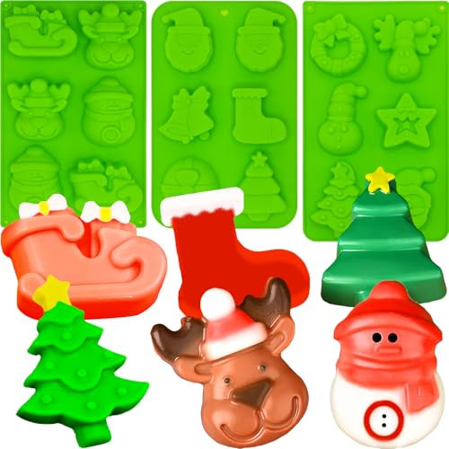 Weihnachts-Silikonformen, 72 Mulden, für Schokolade, Gummibaum, Weihnachtsmann usw., für selbstgemachte Süßigkeiten, Schokolade, Kekse