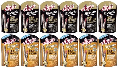 Aoste Stickado High Protein Salami Sticks - Mix 12er Pack (12x60g)