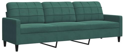 vidaXL Canapé à 3 Places Vert foncé 210 cm Velours, canapé, canapé de Salon, canapé à Trois Places, canapé rembourré, sièges de Salon
