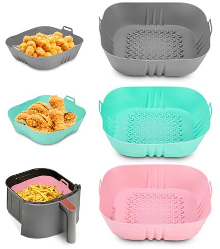 Accessoire Air Fryer,Moule Silicone Air Fryer Accessoire,3 Pièces,Silicone Air Fryer,Réutilisable Chaud Papier,Barquette Air Fryer,Accessoire Air Fryer Ninja,pour Friteuse Air,Micro-ondes,Four