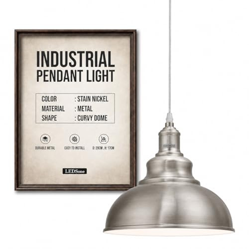 Vintage Curvy Dome Pendant Light 95cm Adjustable Hanging Ceiling Fixture