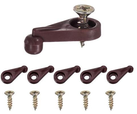 M METERXITY 50 Pack Glass Retainer Clips, Offset 4mm Plastic Glass Panel Retainer Clips Bracket Screen Door Clips W Screws for Fixing Mirror/Glass/Cabinet/Doors/Windows [Ball Type, Brown]