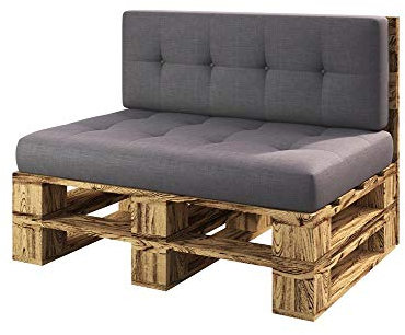 Lermowood Palettenmöbel Mp Bank 100 x 80 x 30 cm Geflammt | Europaletten Indoor und Outdoor Lounge Gartenmöbel Holz Gartenmöbel Set Lounge Möbel Terrasse Balkon Loft Stil Paletten