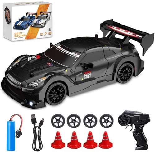ADDLIVE RC Drift Auto, 1:24 Fernbedienung, 30 km/h High Speed 4WD, 2,4 GHz Wiederaufladbare ferngesteuerte Drift Auto mit kalter LED-Beleuchtung und 2 Batterien, für Drift und Race