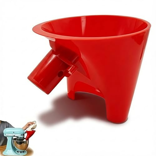 Stand Mixer Pouring Shield for Kitchenaid, Tilt Head Mixer Attachment, Fits for Kitchenaid 4,3L-4,8L Bowls, Anti-Splash Funnel and Splatter Guard (Red)