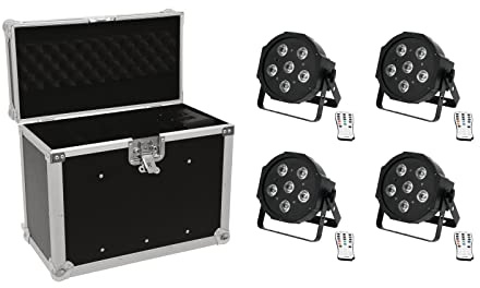 EUROLITE Set 4X LED SLS-603 + Case EC-SL4M Größe M | 4X Flacher Scheinwerfer mit 5 x 3-W-3in1-LED inklusive praktischem Transportcase