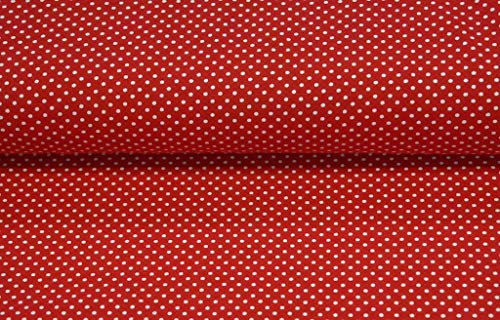 Jersey Stoff mit weißen Punkten auf Rot Meterware zum Nähen, 50 cm
