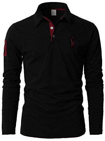 STTLZMC Mens Long Sleeve Giraffe Tennis Polo Shirts Black XXL