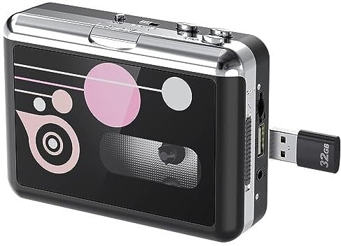 Rybozen Cassette Player, Portable USB Cassette to MP3 Converter, Walkman Audio Music Tape to Digital Converter Player with Earphones, Save into USB Drive No PC Required