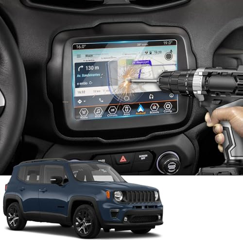 YEE PIN 8,4 pollici Protezione schermo compatibile con Jeep Renegade 2018-2022 2023 / Renegade 4xe 2020-2023, Pellicola protettiva Navigazione GPS antigraffio Accessori per auto in vetro temperato