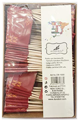 Durabol Palillos de Tapas con Bandera, Toothpick Flags Etiquetas Pequeñas para Magdalenas Decorar Tartas Bocadillos Cumpleaños Boda Fiesta de Bienvenida 3.5X2.5cm (Murcia 200pcs)