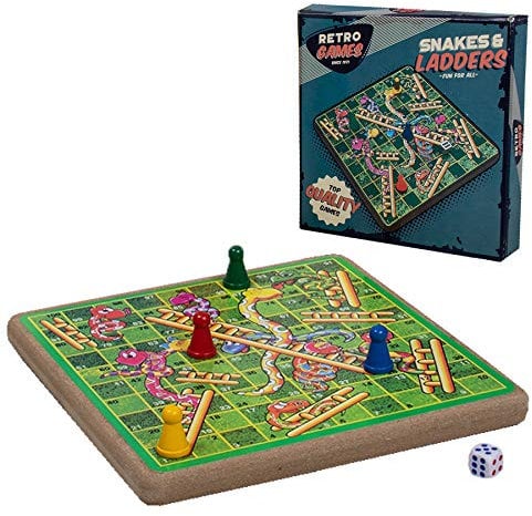 retrogames LP62003 Retro Games | Snake and Ladders | 1 Piece-21x21x5 cm Accessory, Multicolored