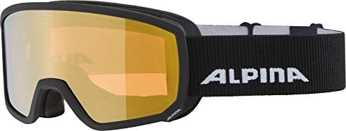 ALPINA SCARABEO S Q-LITE - Verspiegelte, Kontrastverstärkende OTG Skibrille Mit 100% UV-Schutz Für Erwachsene, black, One Size