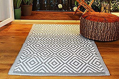 KAMACA Outdoor Teppich Raute wetterfest UV beständig wendbar für Balkon Terrasse Garten Wohnmobil Camping Robuste und Pflegeleichte Campingmatte für alle Außenbereiche (Teppich 120 x 180 cm grau)