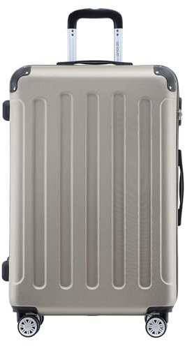 BEIBYE- Hartschalenkoffer Koffer Trolley Rollkoffer Reisekoffer Zahlenschloß 4 Zwilings-Rollen (Champagner, Large-76cm)