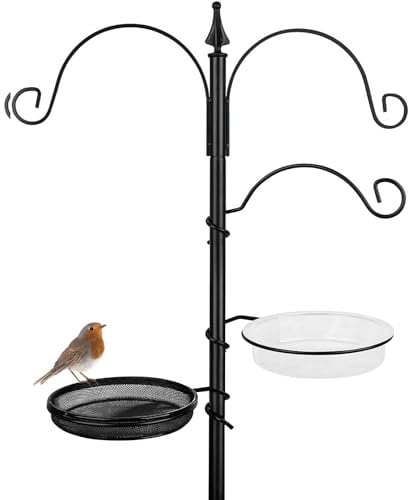 Wildlife Friend I Mangeoire Oiseaux en Métal - Résistant Aux Intempéries, Hauteur 195 Cm I Kit Complet I Mangeoire Oiseaux Exterieur avec Abreuvoir Et Mangeoire pour Les vers De Farine.