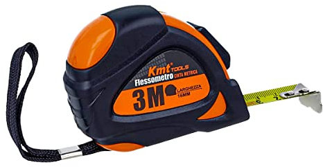Flexometro professionale, metro a nastro 3 m, larghezza 16 mm, punta magnetica, clip per cintura, blocco automatico