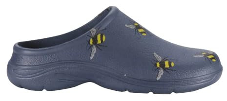 Womens/Ladies Clogs Briers Gardening Shoes Soft Sole Slip On Lightweight UK 4-8 (Navy (Bees), Numeric_6)