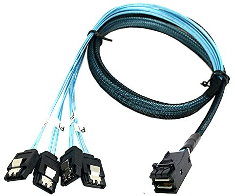 NFHK Internal Mini SAS HD SFF-8643 Host to 4 SATA 7pin Target Hard Disk 6Gbps Data Server Raid Cable