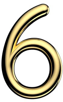Ultion Sweet Gold Door Numbers '6' - 3inch height - Self Adhering, No Drilling or Screwing Required …