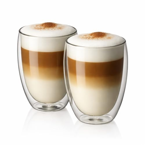 kela Latte-Macchiato Glas Cortona 2er Set Kaffeebecher Kaffeetasse Becher doppelwandig Gläser thermo Kaffeegläser 300 ml