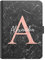 Personalised Initial Case For All Apple iPad Models 10, 9, 8, 7, 6, Air 11, Pro 12.9,13 inch, Mini, Black Marble Print with Pink Initial and White Name, 360 Swivel PU Leather Side Flip Folio Cover