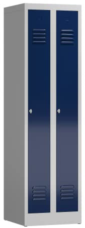 Lüllmann Spind komplett montiert grau/blau 180x50x50cm Stahl-Spindschrank Kleiderspind Gaderobenschrank 2 türig Spint X-510101