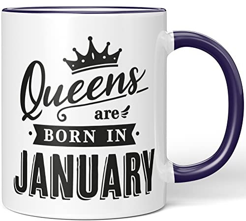 JUNIWORDS Tasse, Queens Are born in January, Wähle Farbe, Lila