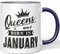 JUNIWORDS Tasse, Queens Are born in January, Wähle Farbe, Lila