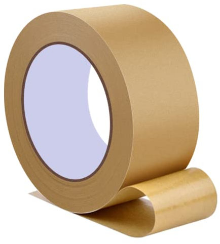 Chyaya Ruban adhésif en papier kraft marron 48 mm x 50 m, solide, collant, recyclable pour encadrement photo, emballage de colis et boîtes en carton, 1 rouleau