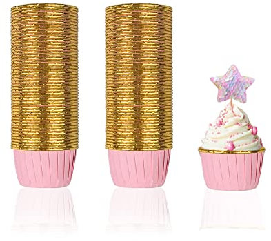 100 Stück Mini Cupcake Förmchen, Rosa Mini Muffinform Papier, Cupcake Förmchen Papier, Muffins Papierförmchen, Muffin Papierförmchen Geeignet für Desserts Geburtstage Partys Weihnachten Hochzeiten