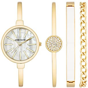 Anne Klein Women's Bangle Watch and Bracelet Set Gold