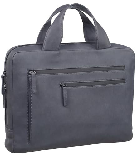 Leonhard Heyden Leder Aktentasche Umhängetasche mit Laptopfach Den Haag Briefcase 1 Compartment Grau dunkelgrau