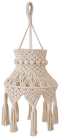 Niejgay Makramee Lampenschirm Boho HäNgende Pendel Leuchte Abdeckung, Kronleuchter Schirm FüR Schlafzimmer Wohnzimmer Kinderzimmer Wohnheim Wohnkultur