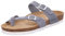 Rohde Damen Zehentrenner Pantolette Leder Schnalle Kork Fußbett Alba 5573, Größe:39 EU, Farbe:Grau