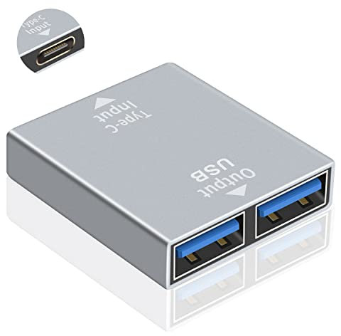 Duttek Adaptador USB C a USB, Conector Adaptador USB C Hembra a Doble USB 3.0 Hembra, Divisor USB C Compatible con sincronización de Datos de súper Velocidad para Cargador de computadora portátil