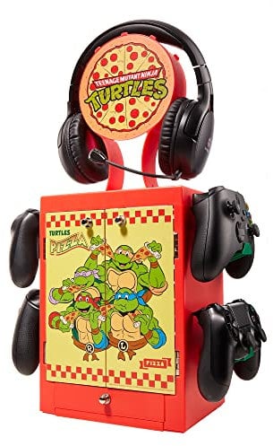 Numskull Official Teenage Mutant Ninja Turtles Gaming Locker & Storage Stand – Holds 10 Games/DVDs, 4 Controllers, Headset, and Accessories – Durable & Compact Organizer – Official Teenage MNTM