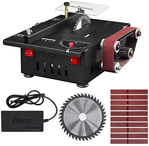 Mini Table Saw 300W Mini Bench Saw and Belt Sander Grinding Carving Drilling Kit Woodworking Portable Precision Circular Table Saw 30Mm Cutting Depth for DIY Handmade Cutting Tool,Type Standard