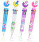 OFFCUP Multicolor Stifte, 4 Stück Mehrfarbiger Kugelschreiber, 10 in 1 Versenkbare Kugelschreiber, Einhorn Kugelschreiber, Mehrfarbige Kugelschreiber für Studenten, Kinder, Krankenschwestern, Geschenk