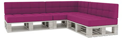 Gutekissen® Palettenkissen Gesteppte Kissen mit Knöpfen, Palettenauflagen Sitzkissen Rückenlehne Gesteppt PFG 3xSet (Sitzkissen 120x80 +Rückenlehne 120x40), Rosa