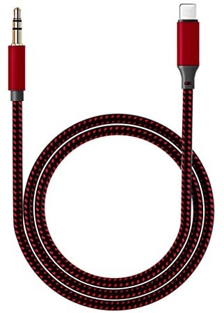 Jiadouaux Aux Cable for iPhone in Car 3.5mm Aux Cord Aux lead Compatible with iPhone Works for Car Stereo (Red)