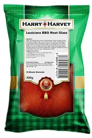 Harry Harvey Louisiana BBQ Meat Glaze Seasoning Rub 200g - Pork, Beef, Chicken, Fish, Spice mix