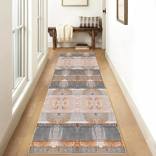 Tappeto da Cucina moderni Arancio,Tappeto Passatoia Corridoio Tappeto Cucina Antiscivolo Lavabile 2.40 metri Tappeti Runner Lungo Tappeto per Cucina, Corridoio,Soggiorno,camera ,Arancia,140x380cm