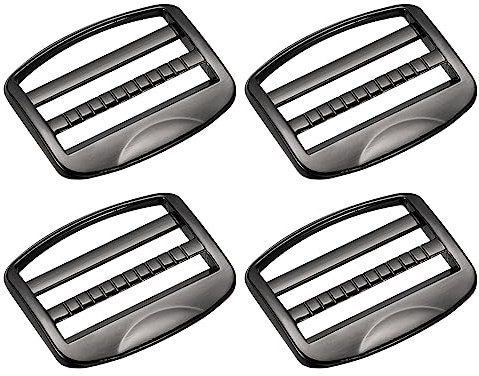 sourcing map Metal Ladder Buckle Slider Tri-Glider Metal Adjustable Buckles, 4pcs 38mm(1-1/2) Inner Width for Webbing Backpack Strap, Gun-black